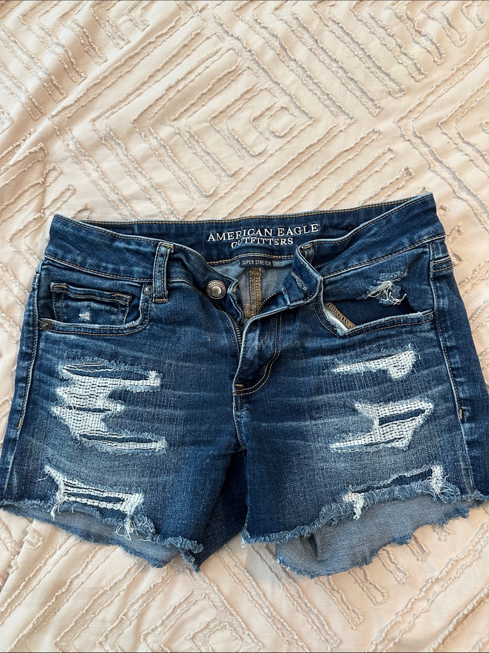 American Eagle Outfitters Indigo Distressed Denim Cutoff Shorts